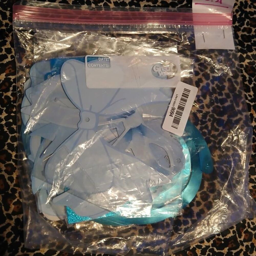 New Baby Blue Bow and swirl Birthday Decoration Kit